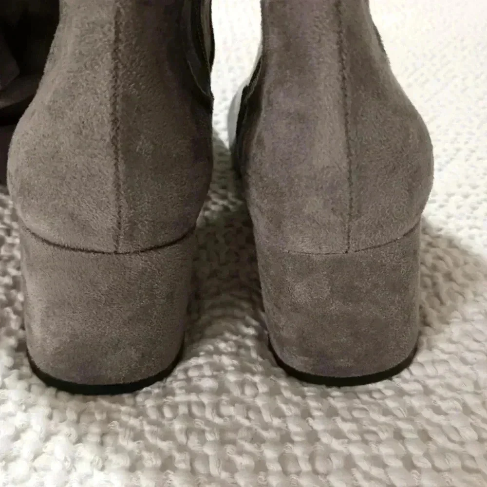 Over the knee gray suede boots